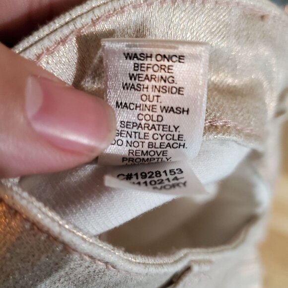 Versona Jeans Womens 29 Gold Shimmer Contemporary Metallic Stretch Skinny Denim - Picture 4 of 11